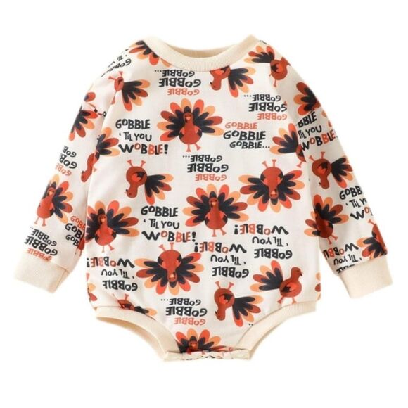 Baby Thanksgiving Gobble Long Sleeve Onesie - Picture 7 of 8